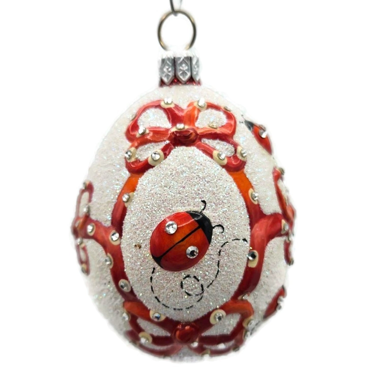 Patricia Breen Beribboned Egg Ladybugs Red White Easter Christmas Tree Ornament