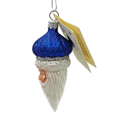 Patricia Breen Miniature Minsk Santa Claus Head Cobalt Christmas Tree Ornament