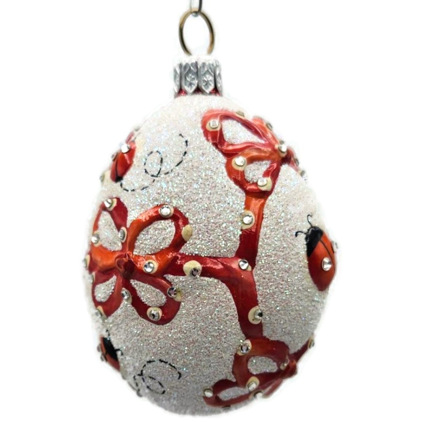 Patricia Breen Beribboned Egg Ladybugs Red White Easter Christmas Tree Ornament