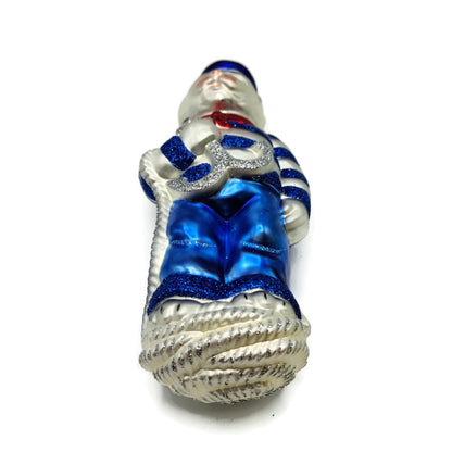 Patricia Breen Marseilles Cat Blue Silver Anchor Summer Nautical Tree Ornament