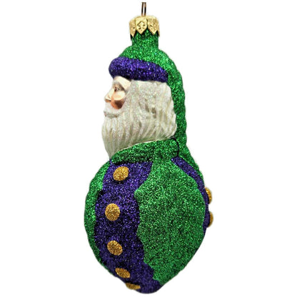 Patricia Breen Hollyberry Santa Purple Green Glass Christmas Ornament CATZ 9722
