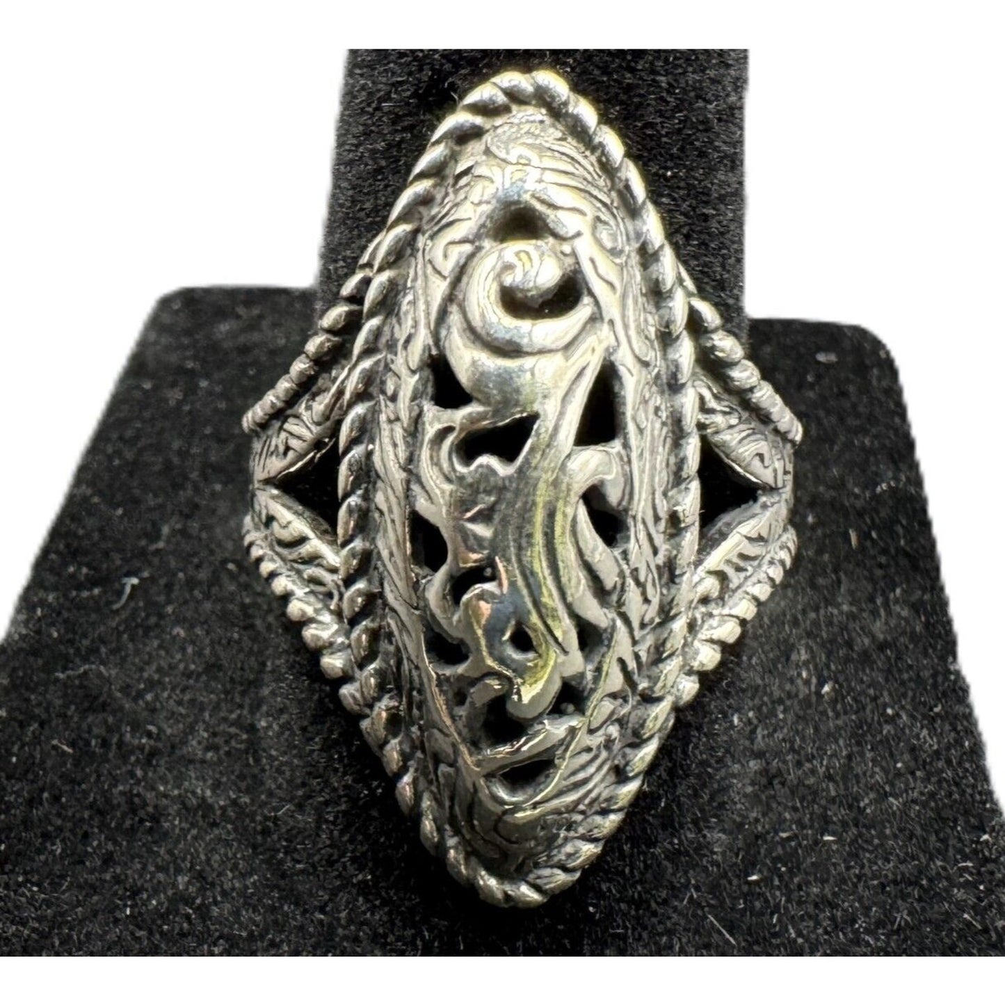 CP Carolyn Pollack Ring R 925 Sterling Silver Metal Filigree Artisan Size 7 3/4