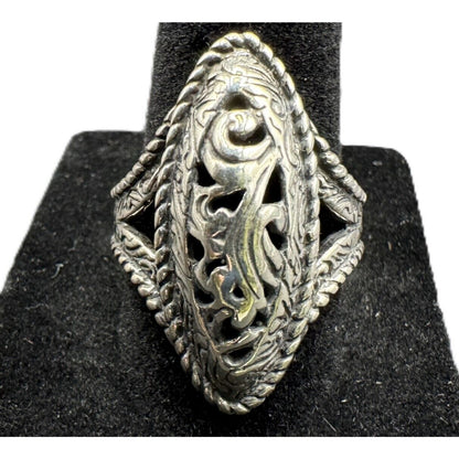 CP Carolyn Pollack Ring R 925 Sterling Silver Metal Filigree Artisan Size 7 3/4