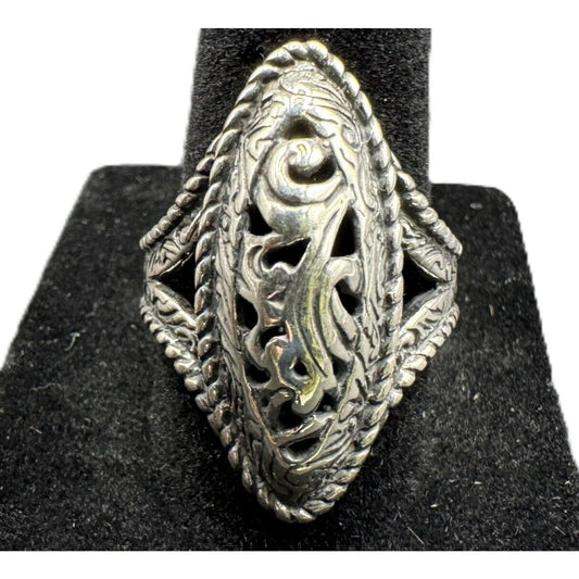 CP Carolyn Pollack Ring R 925 Sterling Silver Metal Filigree Artisan Size 7 3/4