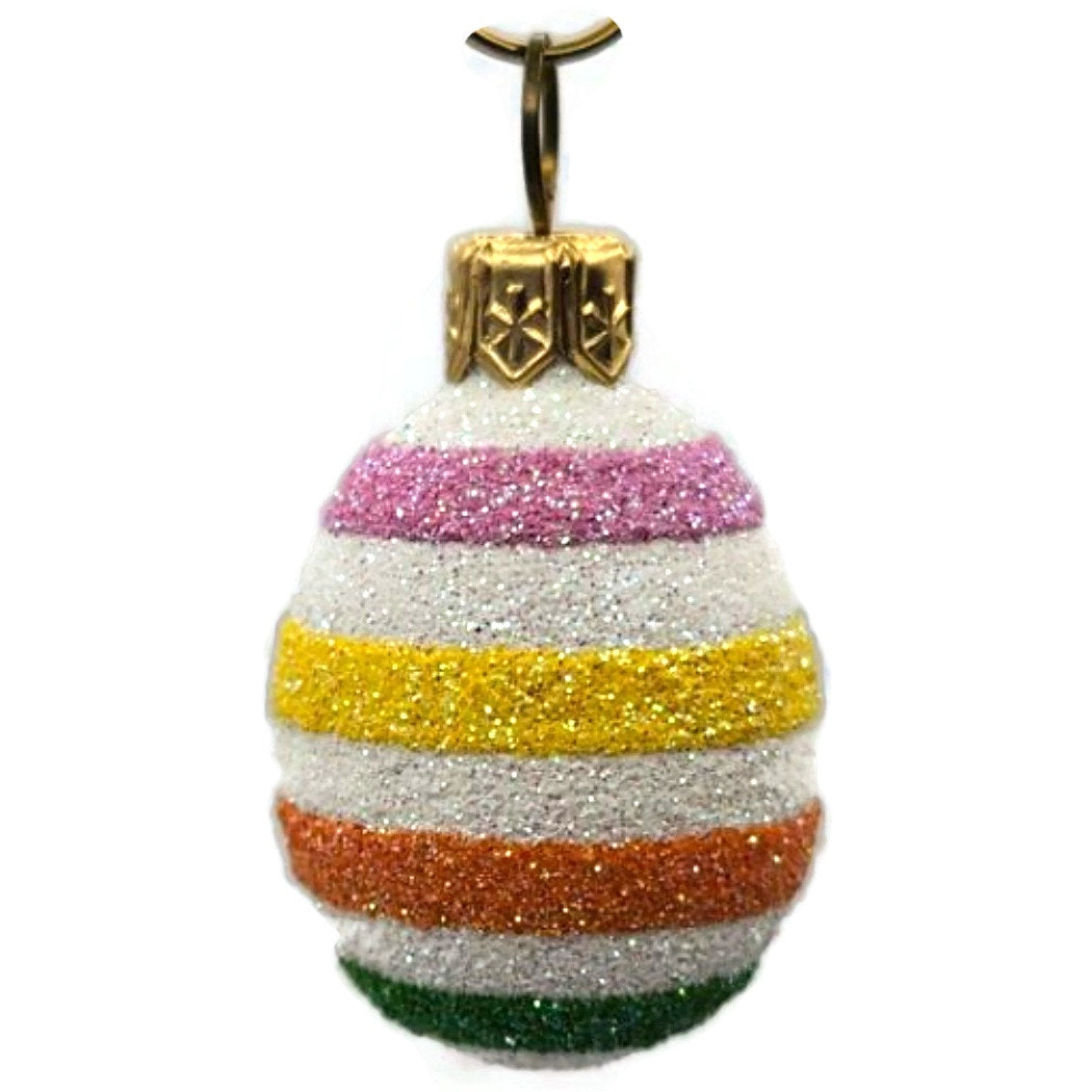 Patricia Breen Miniature Egg Spring Stripes Glass Easter Christmas Ornament 2629