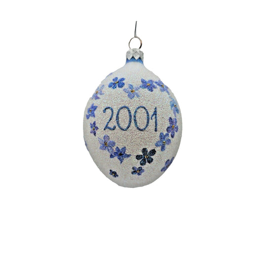 Patricia Breen Remembrance Egg 2001 Forget Me Not Spring Christmas Ornament 2100