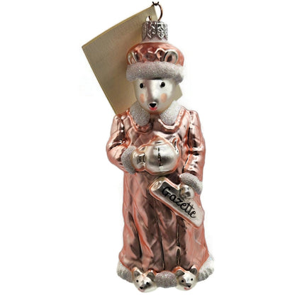 Patricia Breen Mrs Mouse Pink Gazette Hand Blown Glass Christmas Tree Ornament