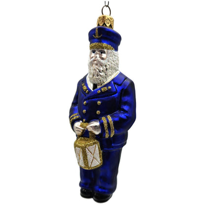 Patricia Breen Lighthouse Keeper Santa Claus Blue Nautical Christmas Ornament