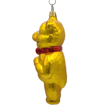 Old World Christmas Teddy Bear Red Bow Tie Gold Inge Glass Holiday Ornament