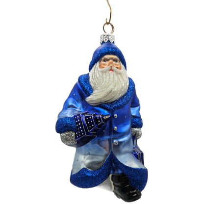 Patricia Breen City Santa Dawn Blue Silver Snowflakes Stars Christmas Ornament