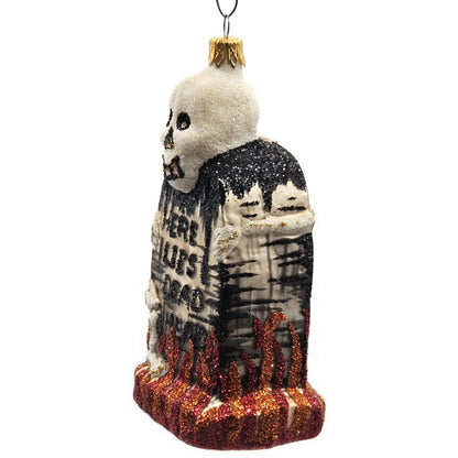 Larry Fraga Graveyard Marker Skeleton Glass Halloween Christmas Ornament 5961