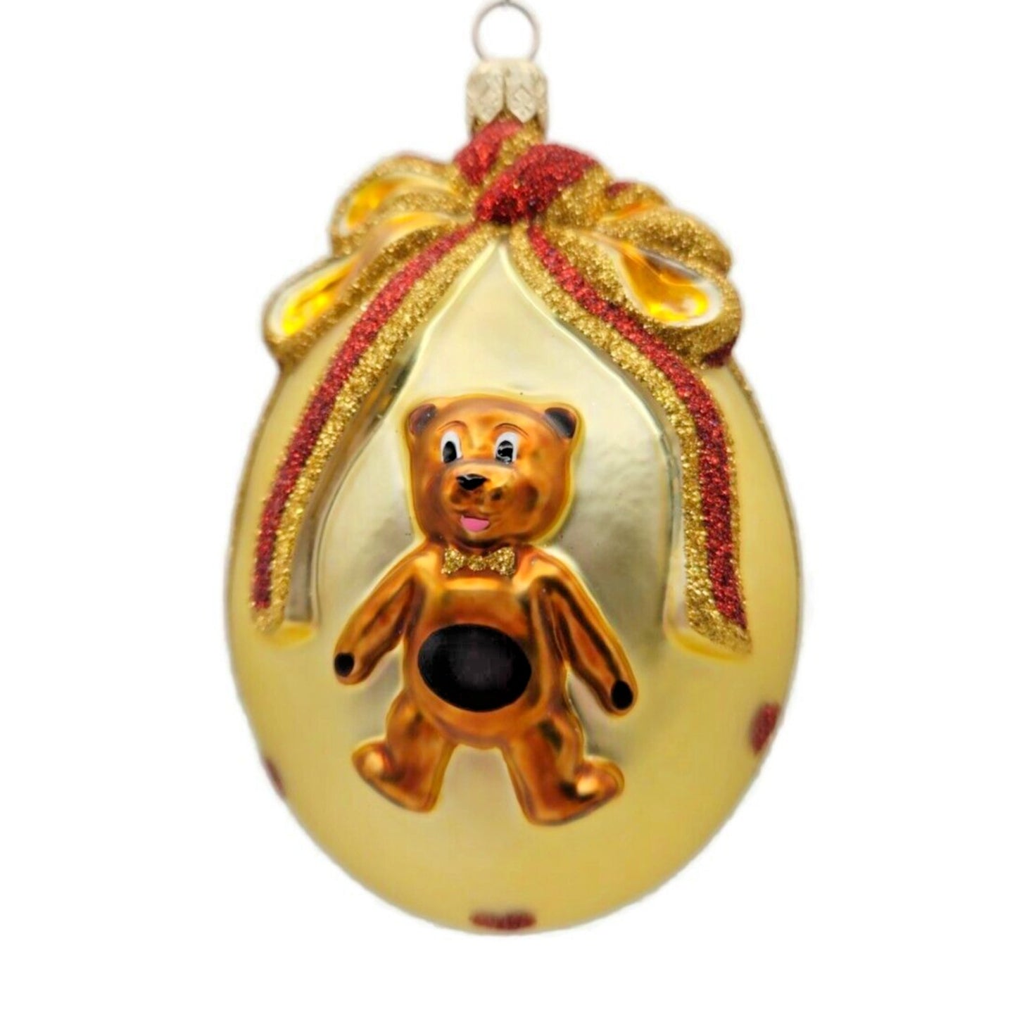 Patricia Breen Caseys Egg Hearts Teddy Bear Ribbon Gold Christmas Tree Ornament
