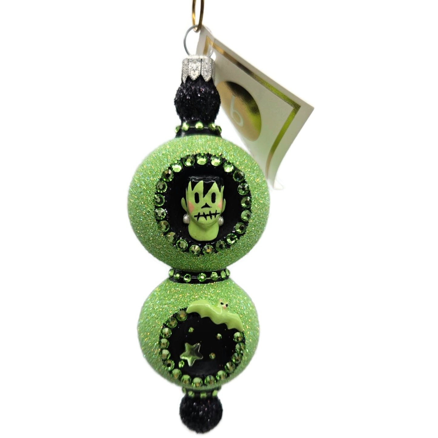 Patricia Breen Joyeux Frankenstein Green Double Reflector Halloween Ornament