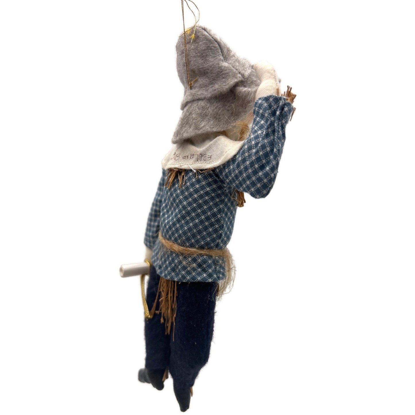 Gladys Boalt Scarecrow Wizard Of Oz Blue Fabric Christmas Tree Ornament Signed