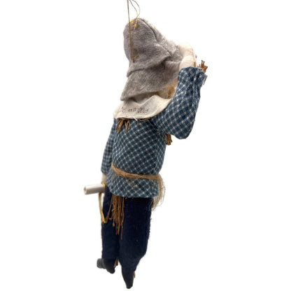 Gladys Boalt Scarecrow Wizard Of Oz Blue Fabric Christmas Tree Ornament Signed