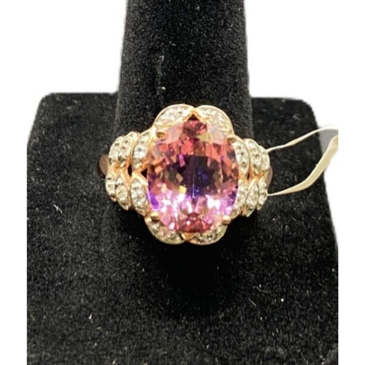 925 Sterling Silver Ring Rose Gold Plated Twilight Fire Topaz Stone Size 8