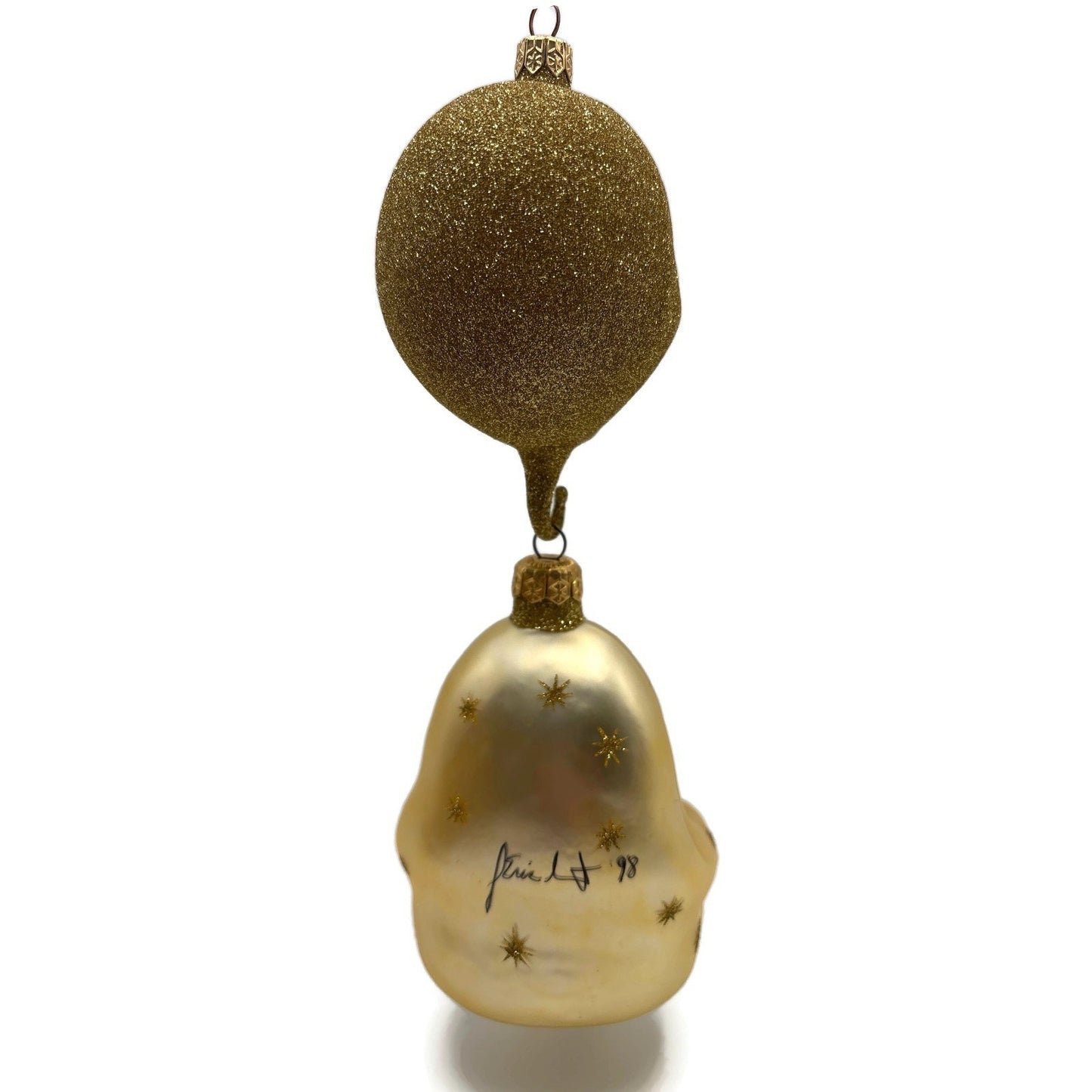 Patricia Breen Checking His List Santa Gold Moon Stars Christmas Tree Ornament