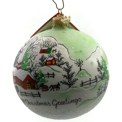 Heartfully Yours Orb Winter Valley Scenery Village Snow Christmas Tree Ornament