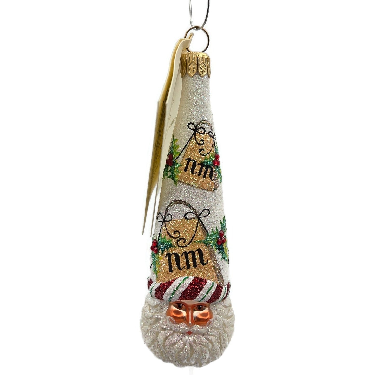 Patricia Breen Winter Sage NM Shopping Bags Santa Holly Christmas Tree Ornament