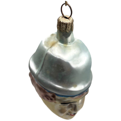 Christopher Radko Charlie Chaplin Head Black Hat Glass Christmas Tree Ornament