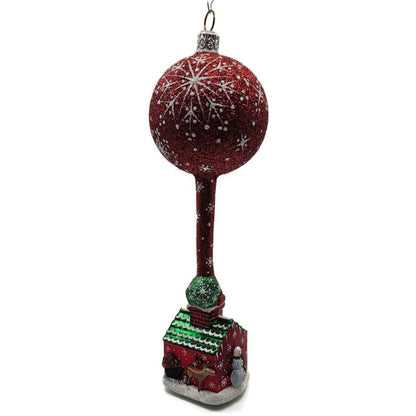 Patricia Breen Hes Here Red Santa Claus Snowflakes House Christmas Tree Ornament