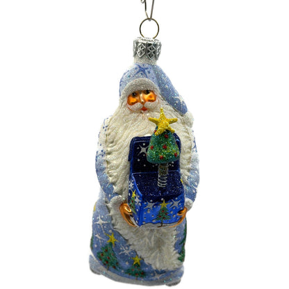Patricia Breen Jack In The Box Santa Blue Snowflakes Christmas Tree Ornament NM