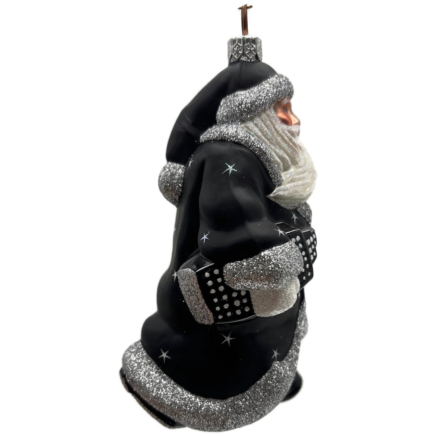 Patricia Breen City Santa Midnight Black Silver Stars Christmas Tree Ornament