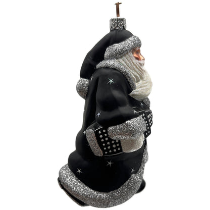 Patricia Breen City Santa Midnight Black Silver Stars Christmas Tree Ornament