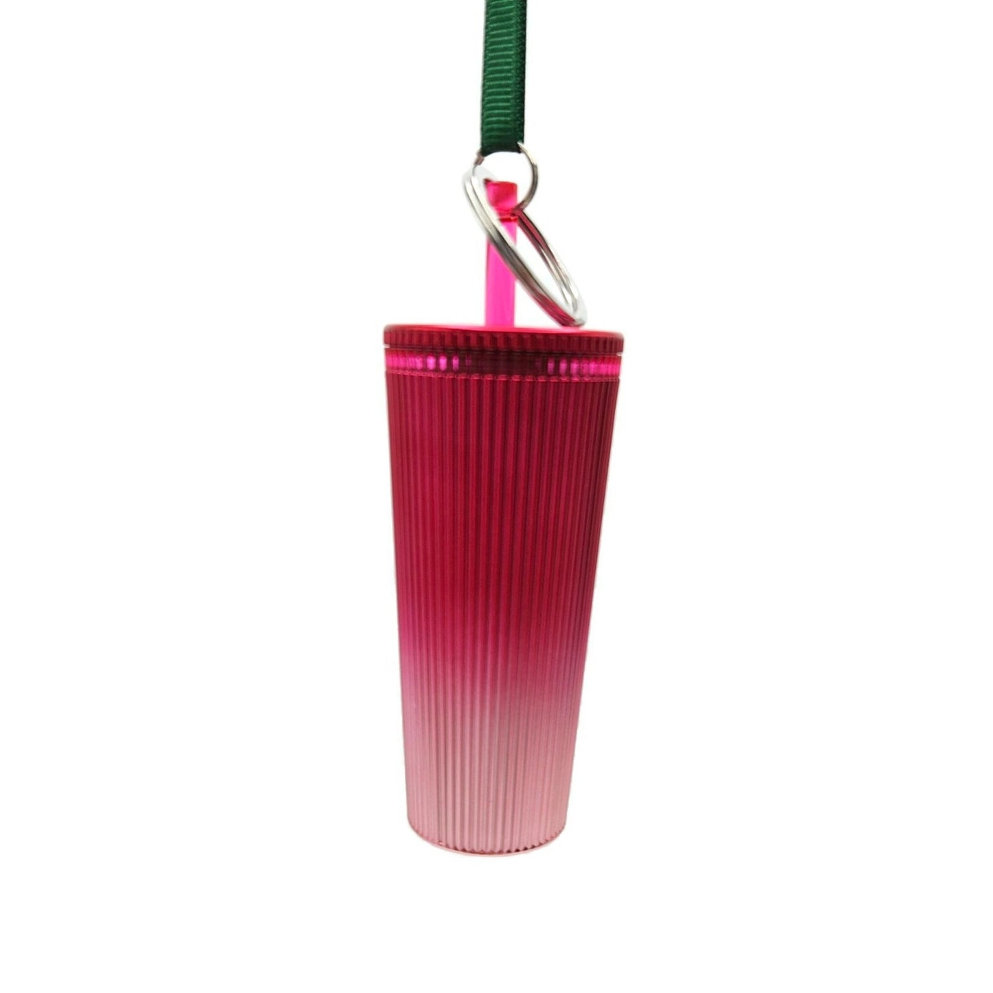 Starbucks Key Chain Ornament Ribbed Cold Cup Tumbler Ornament Pink Christmas