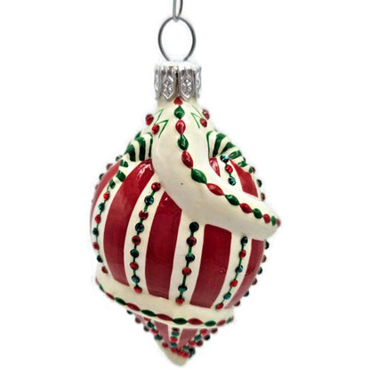 Patricia Breen Topping Chameleon Red Green Striped Christmas Tree Ornament