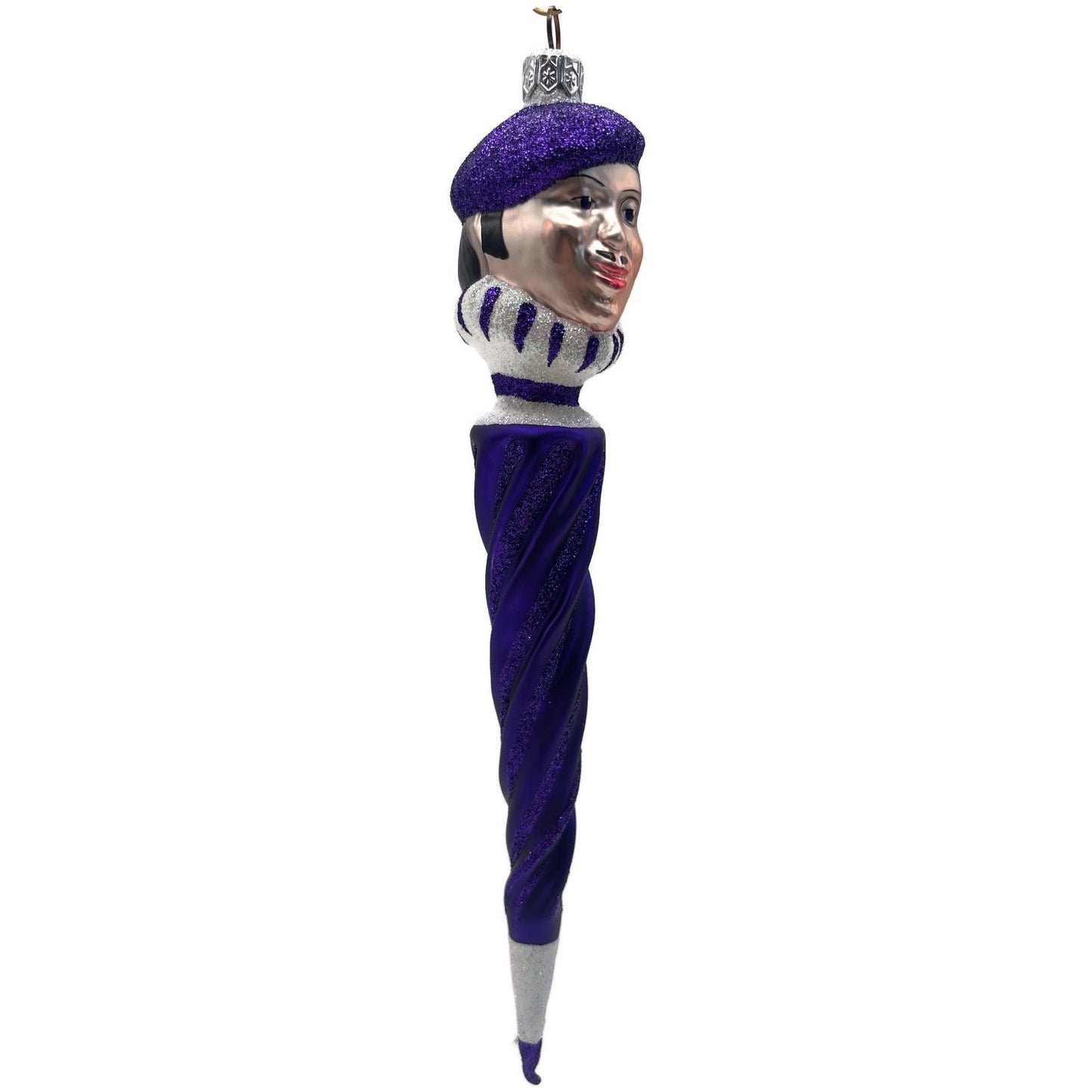 Patricia Breen French Twist Purple Glittered Stripes Monocle Christmas Ornament