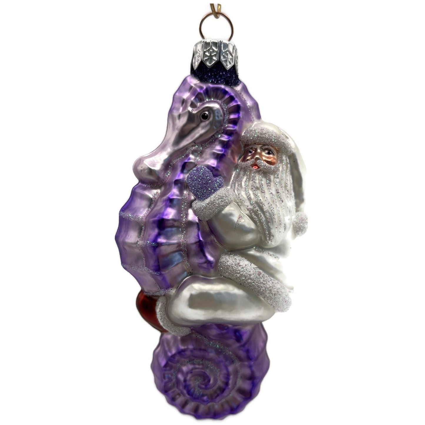 Patricia Breen Hi Ho Santa Purple Pearl Seahorse Nautical Christmas Ornament