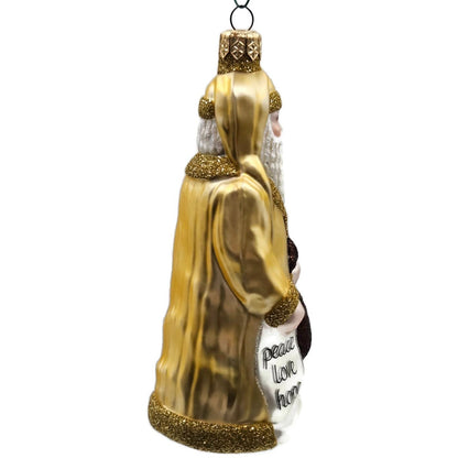 Patricia Breen Gift of the Season Gold Brown Bag Santa Christmas Tree Ornament