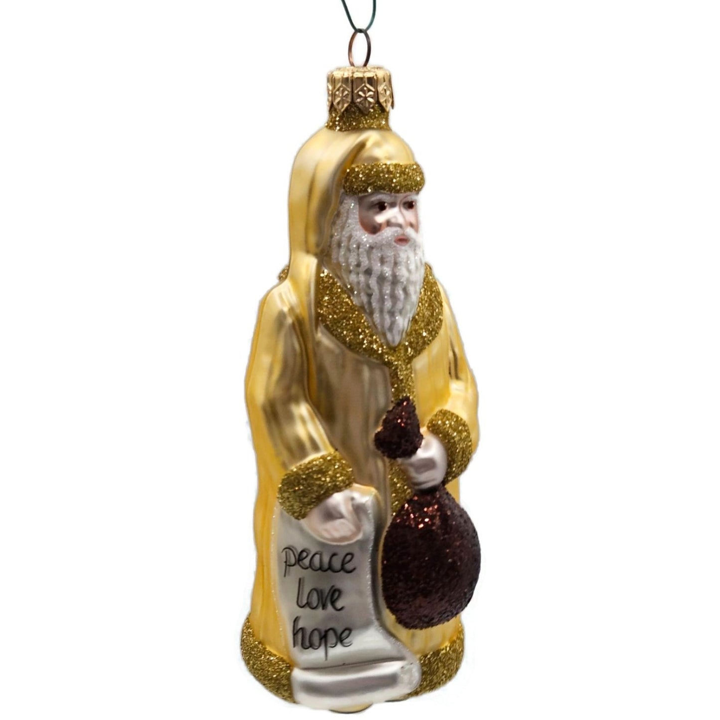 Patricia Breen Gift of the Season Gold Brown Bag Santa Christmas Tree Ornament