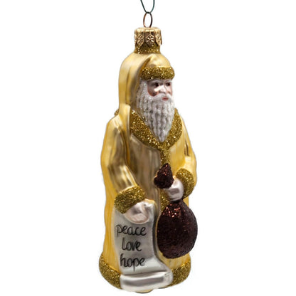Patricia Breen Gift of the Season Gold Brown Bag Santa Christmas Tree Ornament