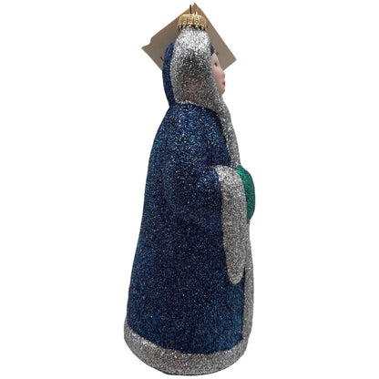 Larry Fraga River Woman Blue Silver Green Glitter Series Christmas Tree Ornament