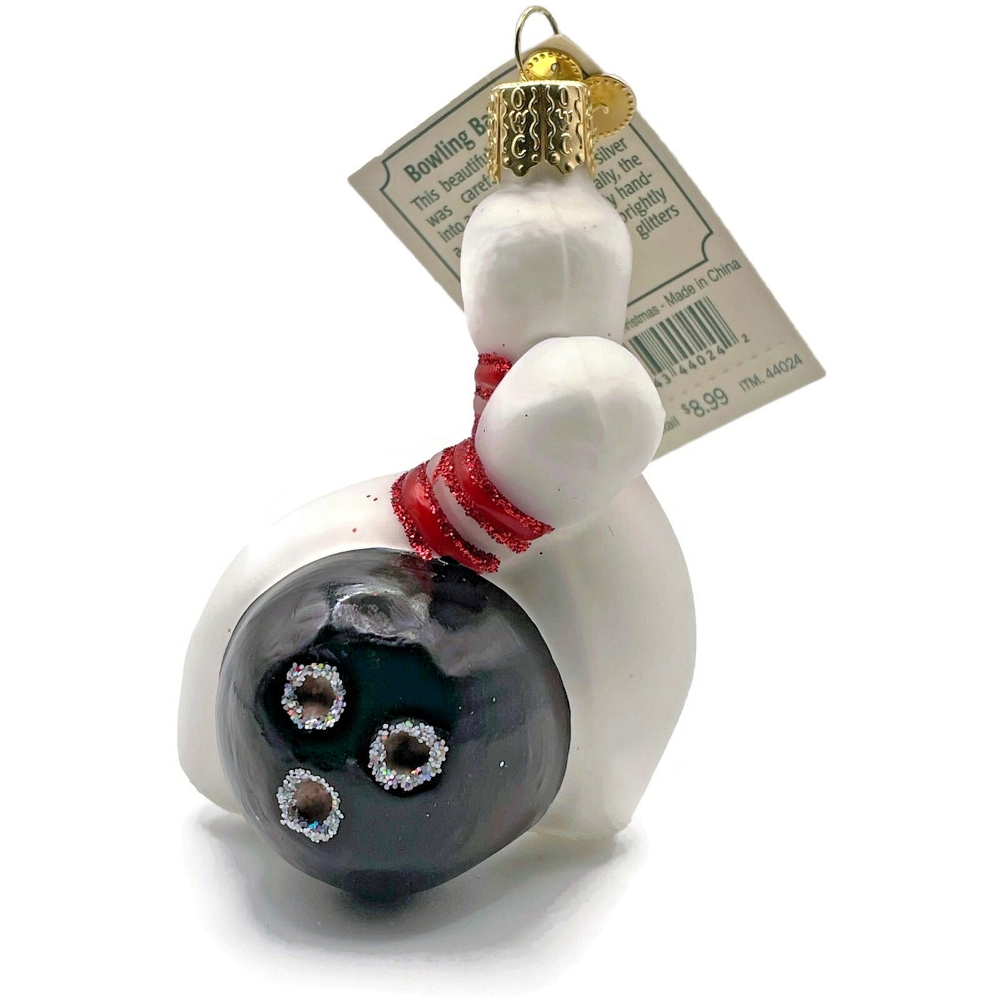 OWC Bowling Ball And Pins Ornament Blown Glass Old World Christmas Tree Decor