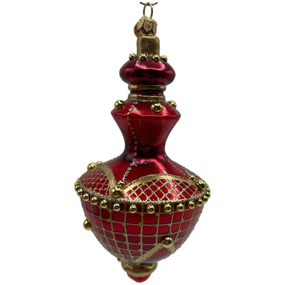 Glitter Lab Jeweled Hourglass Drop Red Gold Christmas Tree Ornament