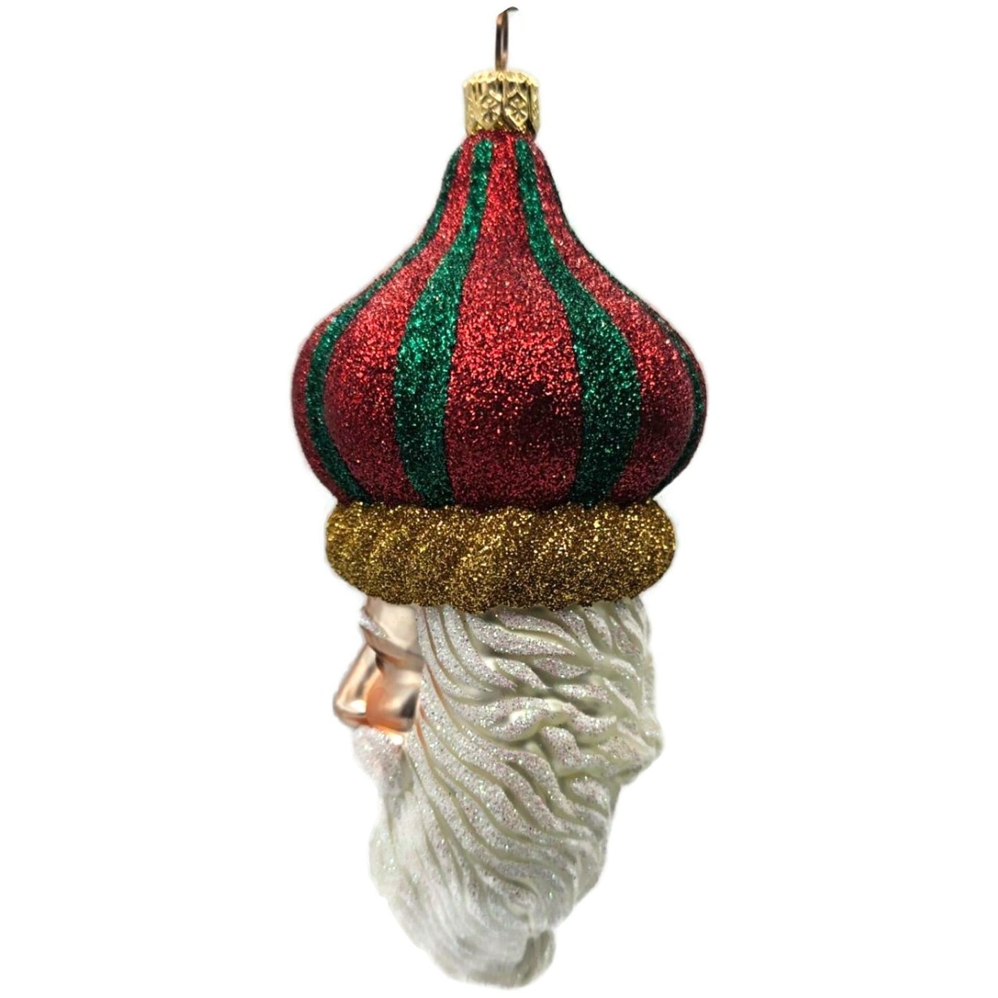 Patricia Breen Carnival Noel Red Green Santa Claus Head Christmas Tree Ornament