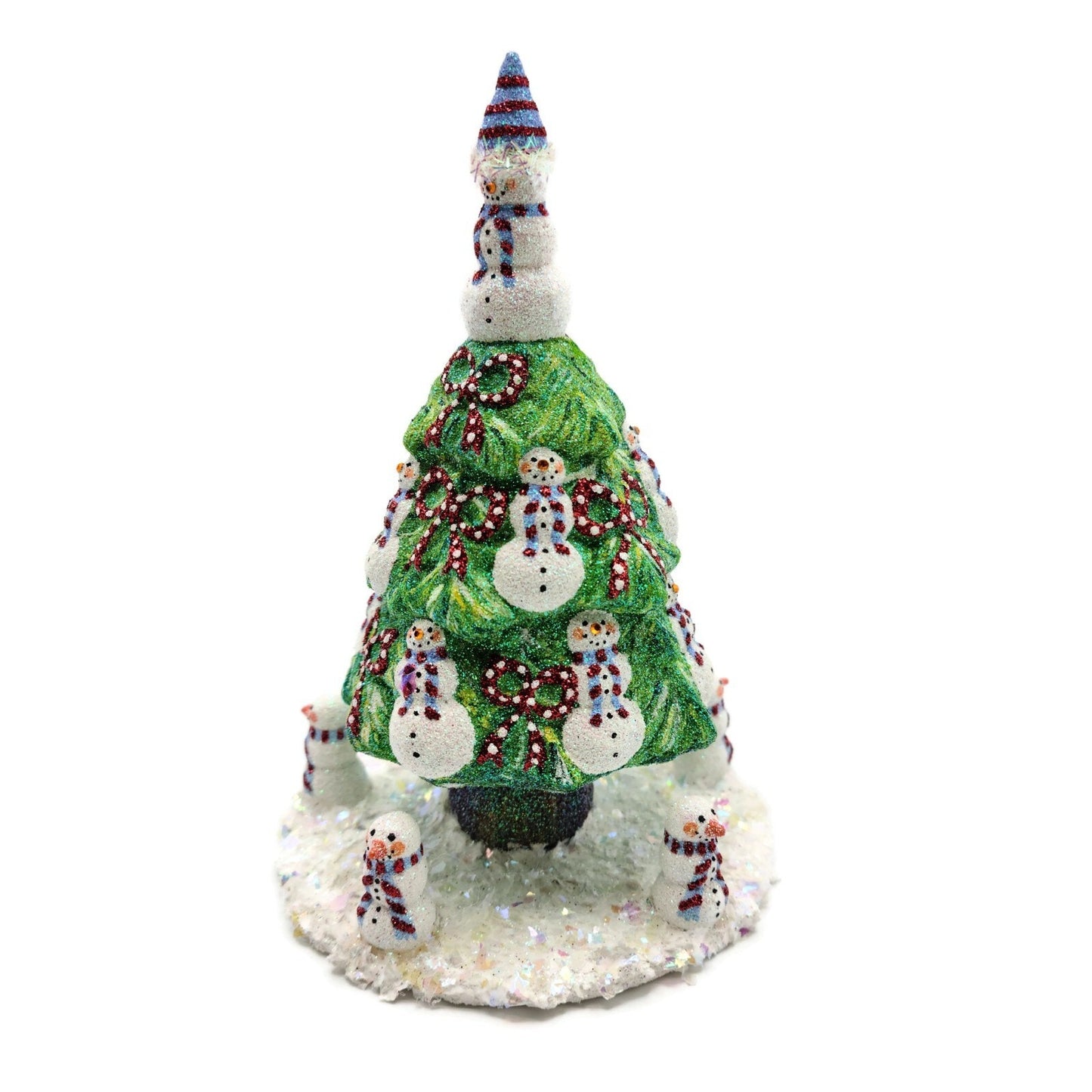 Patricia Breen Snowman Topiary Blue Red Stripe Free Standing Christmas Ornament