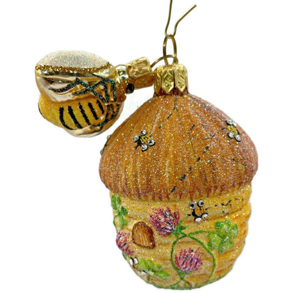 Patricia Breen Clover Beeskep And Bee Glittered Wings Spring Christmas Ornament