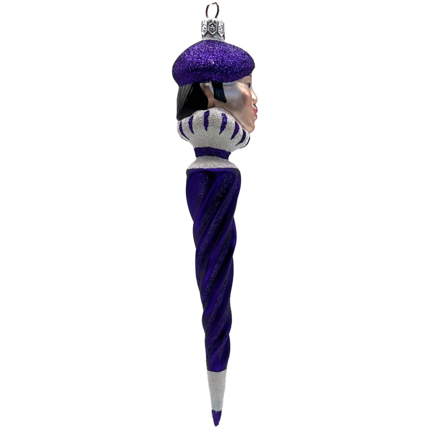 Patricia Breen French Twist Purple Glittered Stripes Monocle Christmas Ornament