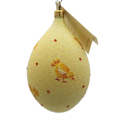 Patricia Breen Chick Egg Yellow Blown Glass Easter Christmas Tree Ornament