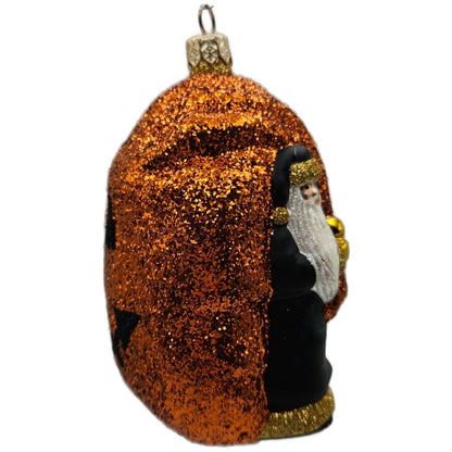 Patricia Breen Advent Santa Halloween Pumpkin Orange Black Christmas Ornament