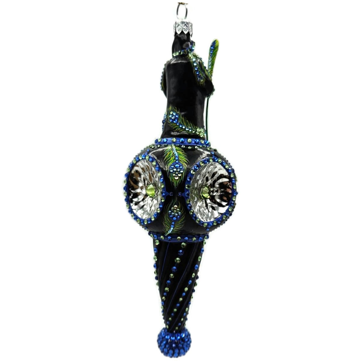 Patricia Breen Willhite Santa Peacock Jeweled Reflector Christmas Ornament 3242