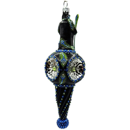 Patricia Breen Willhite Santa Peacock Jeweled Reflector Christmas Ornament 3242