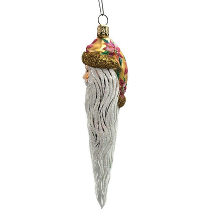 Patricia Breen Santa Icicle Beard Poinsettia Gold Hat Floral Christmas Ornament