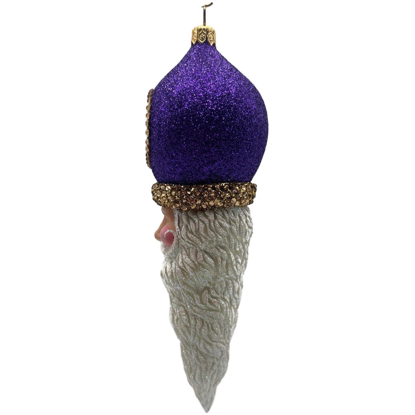 Patricia Breen Vendome Claus Glittered Purple Reflector Christmas Ornament CATZ