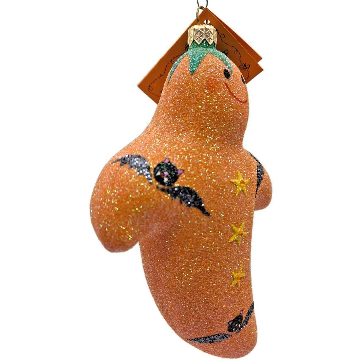 Patricia Breen Very Grand Ghost Orange Bats Stars Glass Halloween Ornament 2554