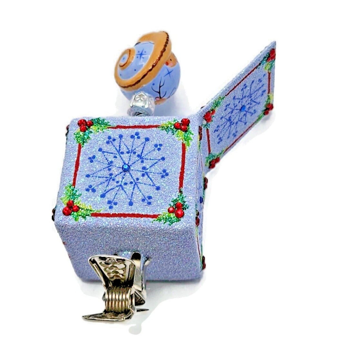 Patricia Breen Pop Goes the Chameleon Reindeer Holly Clip On Christmas Ornament